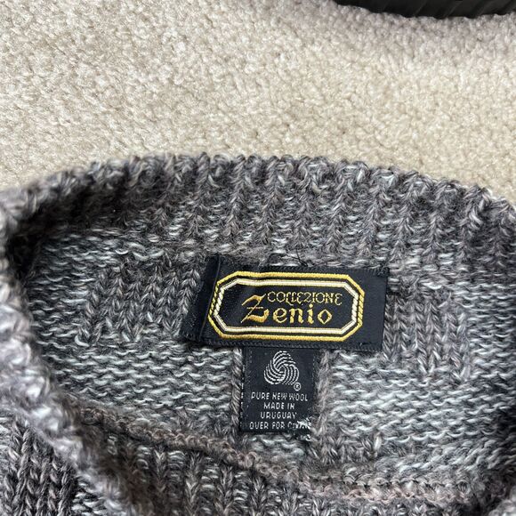 Collezione Zenio Mens Sweater XL Brown Wool Textured Grandpa Cosby Uruguay Vtg - Picture 2 of 5